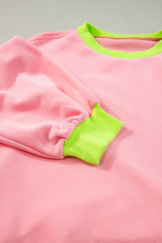 Bubble Sleeve Sweatshirt Contrast Trim - 2 Colors