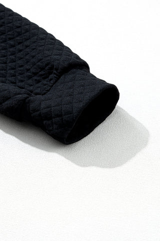 Black Quilted Pullover Sweatshirt Half Zip