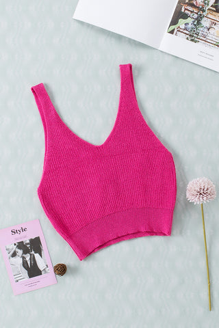 Hot Pink Cropped Knit Tank