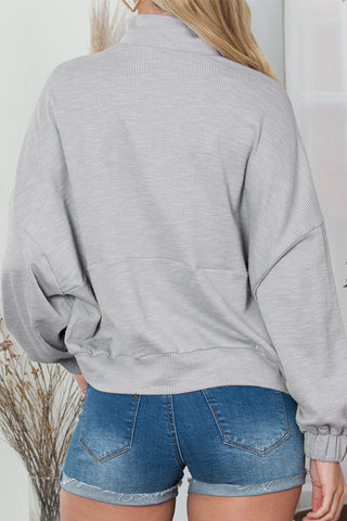 Loose Sweatshirt with Dolman Sleeves & Zip Front