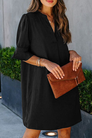 Black Short Sleeve Tunic Dress