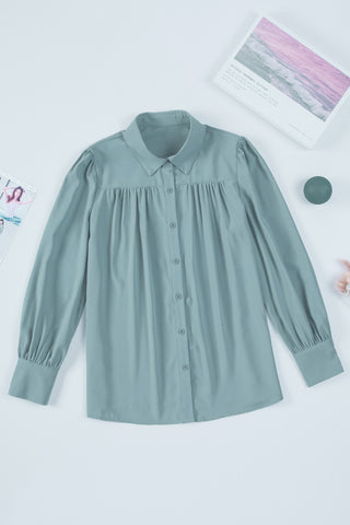 Long Sleeve Blouse with Pleats & Puff Sleeves - 3 Colors