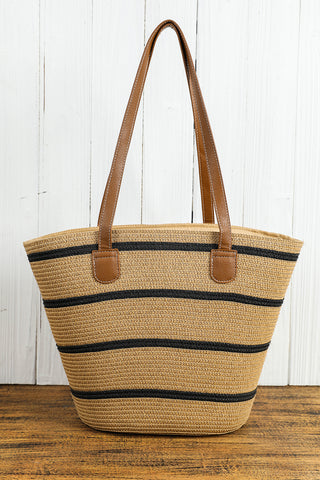 Woven Striped Tote with Handles