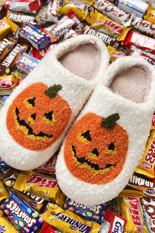 Halloween Pumpkin Plush Slippers - 2 Colors