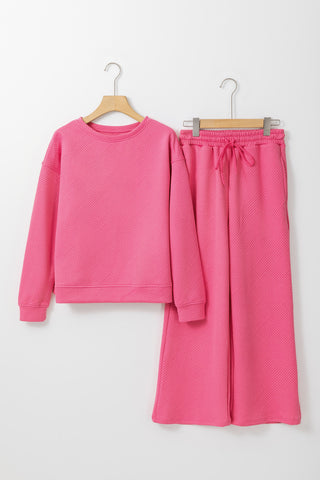 Textured Slouchy Pants Set - 7 Colors