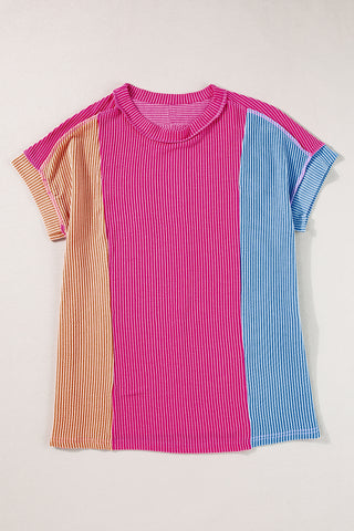 Textured Colorblock Crew Neck Tee - 4 Color Combos