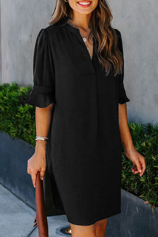 Black Short Sleeve Tunic Dress