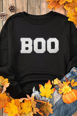 Black Chenille 'BOO' Halloween Sweatshirt