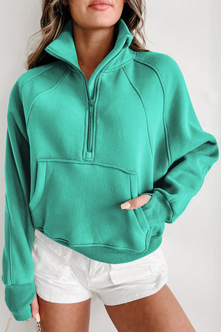 HIgh Collar Zip Front Pullover Thumbhole Sleeves - 9 Colors