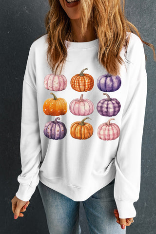 White Pumpkin Print Pullover