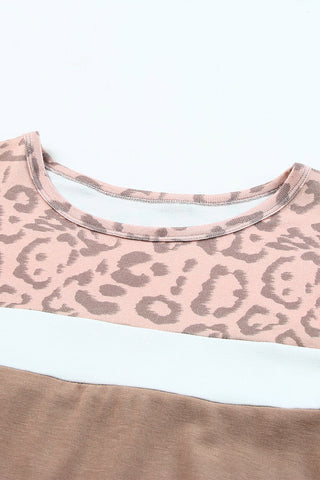 Leopard Print Colorblock T Shirt