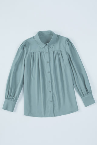 Long Sleeve Blouse with Pleats & Puff Sleeves - 3 Colors