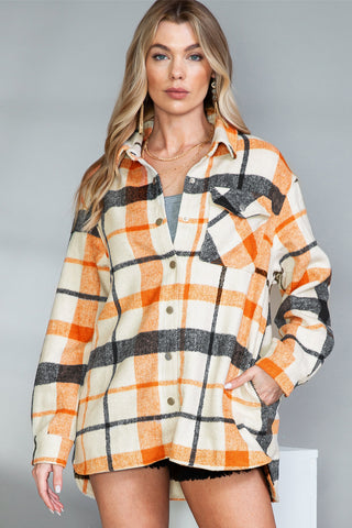 Orange Black Plaid Shacket