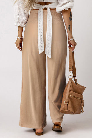 High Waist Wide Leg Shirred Waistpand Pants - 5 Colors