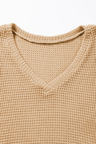 Tulip Sleeve V Neck Waffle Knit - 3 Colors