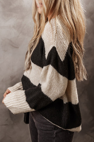 Striped Colorblock Loose Fit Pullover