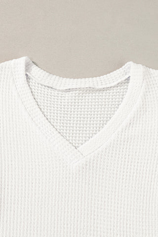 Tulip Sleeve V Neck Waffle Knit - 3 Colors