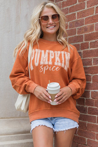 Orange Ribbed 'Pumpkin Spice' Sweatshirt