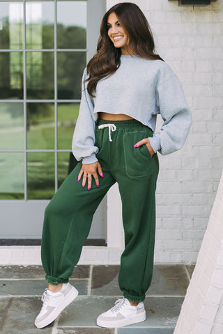 Green Drawstring Waist Jogger Pants