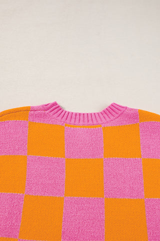 Pink & Orange Colorblock Knit Top