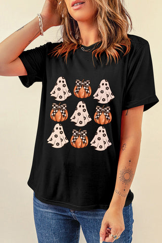 Black Halloween T Shirt Ghost Pumpkins