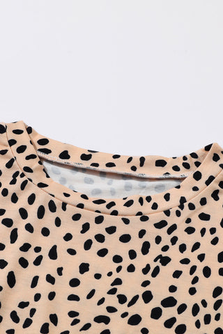 Brown Casual Crew Neck Long Sleeve Leopard Print Dress - Alleure