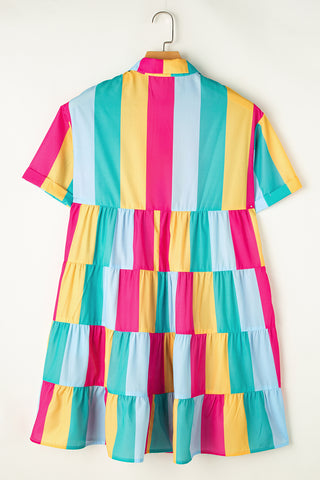 Multi Colorblock Short Sleeve Shirt Dress