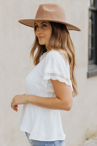 White Short Sleeve Blouse Lace Features