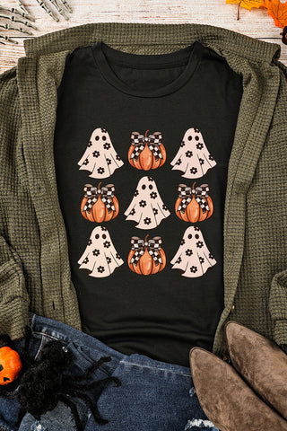 Black Halloween T Shirt Ghost Pumpkins