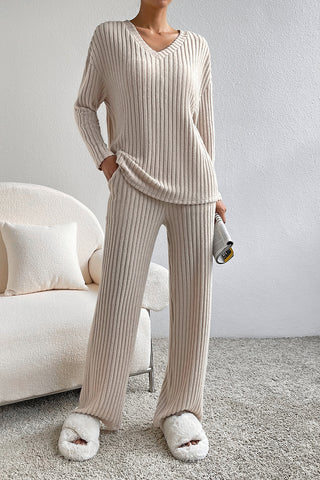 Ribbed Knit Loungewear Set - 4 Colors