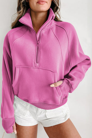 HIgh Collar Zip Front Pullover Thumbhole Sleeves - 9 Colors