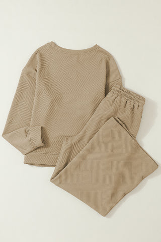 Textured Slouchy Pants Set - 7 Colors