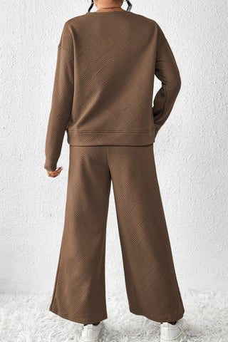 Textured Slouchy Pants Set - 7 Colors