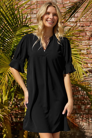 Black Short Sleeve Tunic Dress