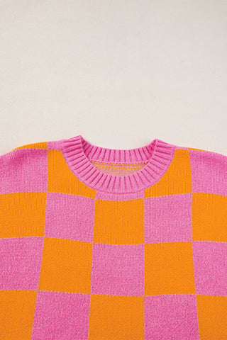 Pink & Orange Colorblock Knit Top