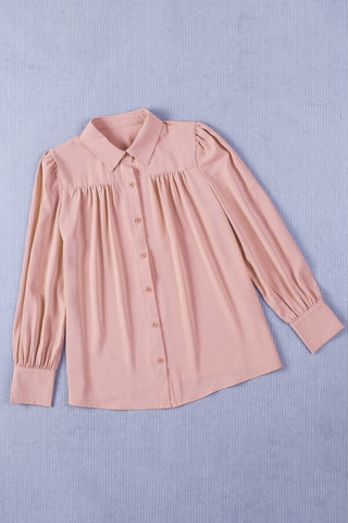 Long Sleeve Blouse with Pleats & Puff Sleeves - 3 Colors