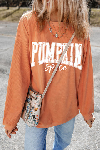 Orange Ribbed 'Pumpkin Spice' Sweatshirt