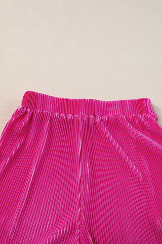 Bright Pink Ribbed T Shorts Set