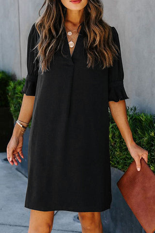 Black Short Sleeve Tunic Dress