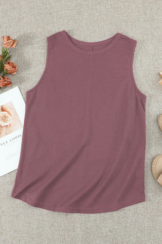 Waffle Tank Top with Crew Neck