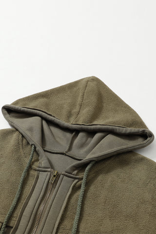 Zip Up Hoodie Flap Pockets Bishop Sleeves - 5 Colors