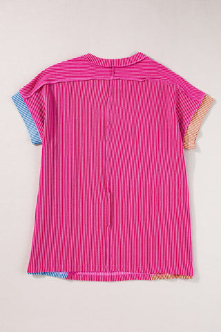 Textured Colorblock Crew Neck Tee - 4 Color Combos