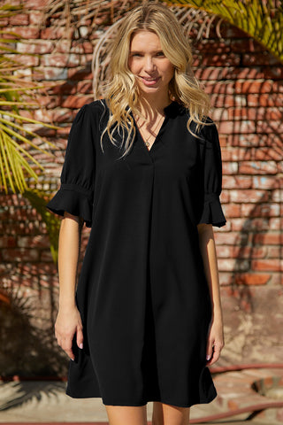 Black Short Sleeve Tunic Dress