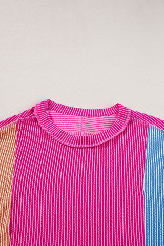 Textured Colorblock Crew Neck Tee - 4 Color Combos