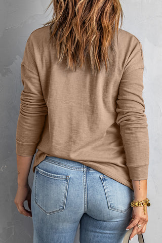 Long Sleeve Sweatshirt Button Front & Collar - 3 Colors