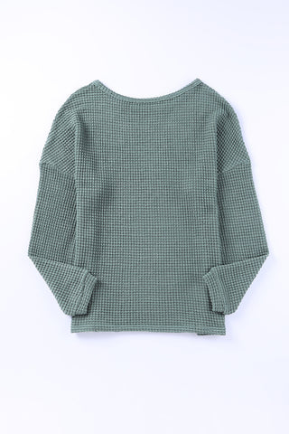 Waffle Knit Long Sleeve Top - 3 Colors