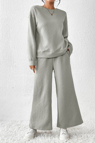 Textured Slouchy Pants Set - 7 Colors