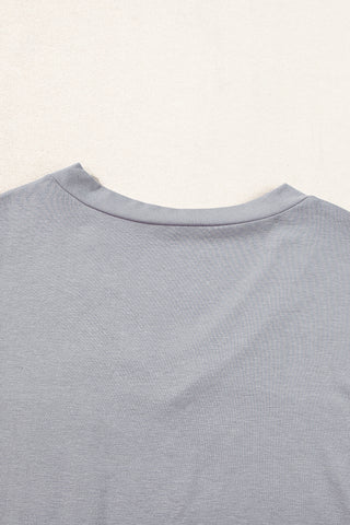 V Neck T Shirt with Rounded Hem & Pockets - 2 Colors