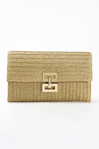 Woven Clutch with Metal Clasp