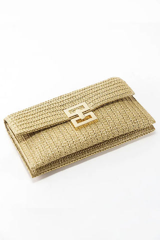 Woven Clutch with Metal Clasp